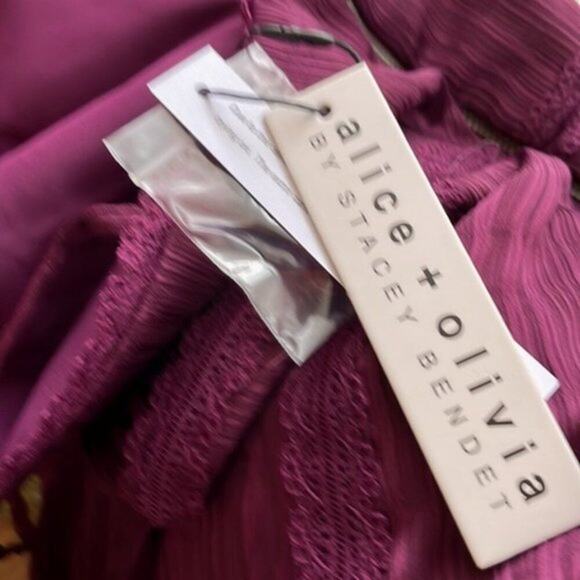 Alice plus Olivia Genevieve Spaghetti Strap Dress Boysnberry size 8 - Picture 10 of 13